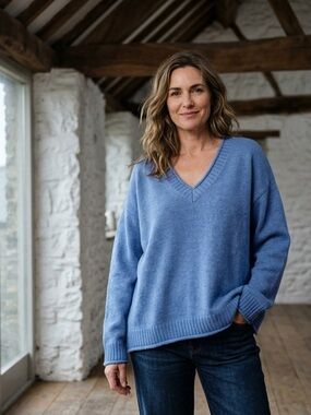 VICI Periwinkle V-Neck Women's Soft & Cozy Sweater